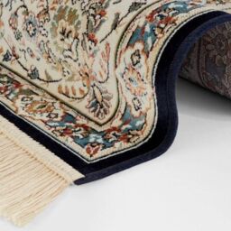 THE RUGS Oriental Velvet Nain Rug Medallion Fringed Viscose Living Room in Dark Blue - Size: 195 cm x 290 cm - thumbnail 2