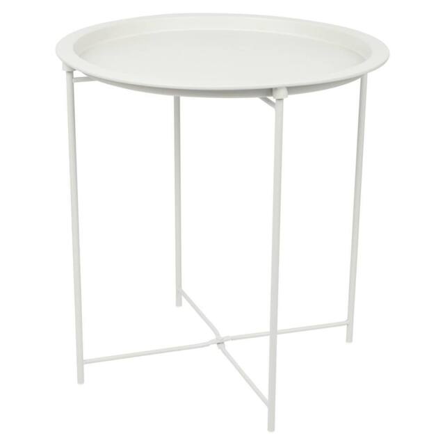 Harbour Housewares Round Steel Tray Table in White - image 1