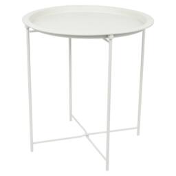 Harbour Housewares Round Steel Tray Table in White
