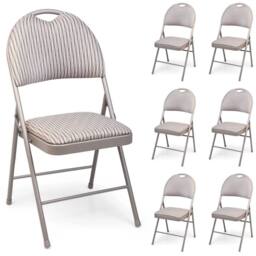 EONLION 6PCS Metal Folding Chair High Back Fabric Foldable Padded Seat in Grey - thumbnail 1