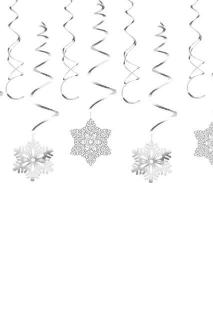 Neel Blue Christmas Snowflake Swirl Hanging Cutout Decoration - 30pcs in Silver - image 1