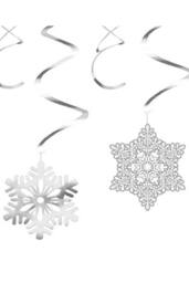 Neel Blue Christmas Snowflake Swirl Hanging Cutout Decoration - 30pcs in Silver - thumbnail 2