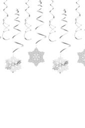 Neel Blue Christmas Snowflake Swirl Hanging Cutout Decoration - 30pcs in Silver - thumbnail 1