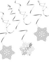 Neel Blue Christmas Snowflake Swirl Hanging Cutout Decoration - 30pcs in Silver - thumbnail 3