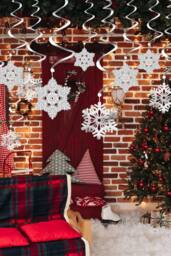 Neel Blue Christmas Snowflake Swirl Hanging Cutout Decoration - 30pcs in Silver - thumbnail 6