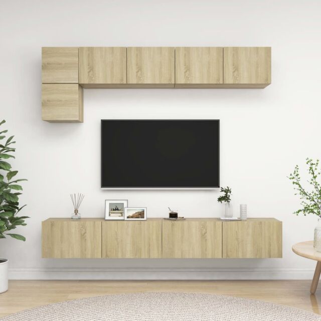 Berkfield Home 5 Piece TV Cabinet Set Sonoma Oak Engineered Wood in Brown - image 1