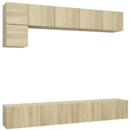 Berkfield Home 5 Piece TV Cabinet Set Sonoma Oak Engineered Wood in Brown - thumbnail 2