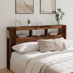 Berkfield Home LED Headboard Old Wood 180x18.5x103.5 cm Engineered Wood in Brown - thumbnail 4