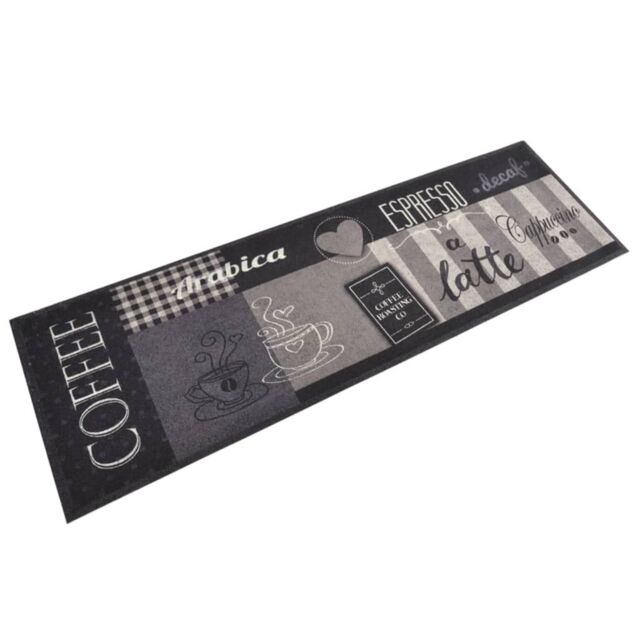 Berkfield Home Kitchen Rug Washable Coffee Black 60x180 cm Velvet - image 1