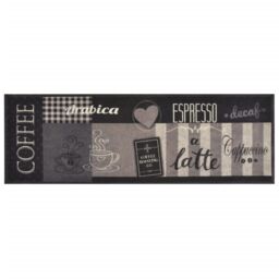 Berkfield Home Kitchen Rug Washable Coffee Black 60x180 cm Velvet - thumbnail 2