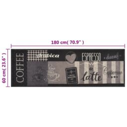 Berkfield Home Kitchen Rug Washable Coffee Black 60x180 cm Velvet - thumbnail 5
