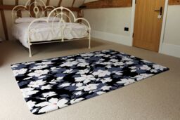 Benjamin Tate Design White Black & Purple Flowers Rug in Natural - Size: Large - thumbnail 3
