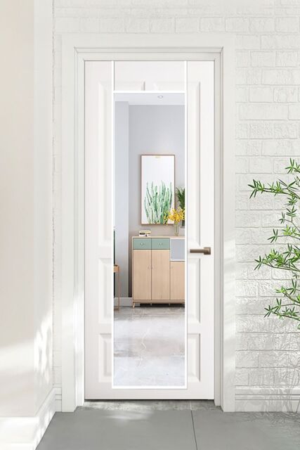 Living and Home 37cm W x 147cm H White Frame Over the Door Full Length Mirror - Size: 37 cm W x 147 cm H - image 1
