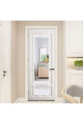 Living and Home 37cm W x 147cm H White Frame Over the Door Full Length Mirror - Size: 37 cm W x 147 cm H - thumbnail 2
