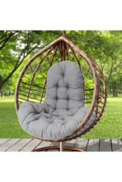 Living and Home 130x95x15cm T-Shaped Garden Cushion for Rattan Swing Chair & Hanging Basket in Grey - Size: 130 x 95 x 15 cm - thumbnail 2