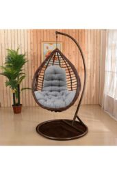 Living and Home 130x95x15cm T-Shaped Garden Cushion for Rattan Swing Chair & Hanging Basket in Grey - Size: 130 x 95 x 15 cm - thumbnail 3