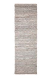 Homescapes Real Leather Handwoven Pattern Hall Runner, 66 x 200 cm in Grey - Size: 66 cm x 200 cm - thumbnail 2
