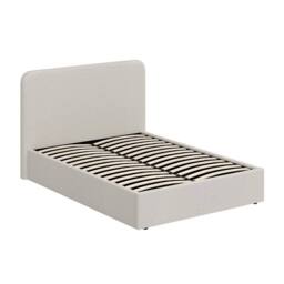 FWStyle Beige Upholstered Small Double Ottoman Lift Up Storage Bedframe - thumbnail 4