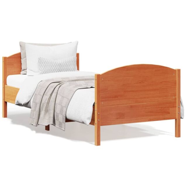 Berkfield Home Bed Frame without Mattress Wax Brown 75x190 cm Small Single Solid Wood Pine - image 1