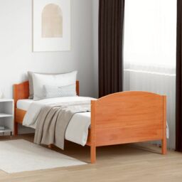 Berkfield Home Bed Frame without Mattress Wax Brown 75x190 cm Small Single Solid Wood Pine - thumbnail 3
