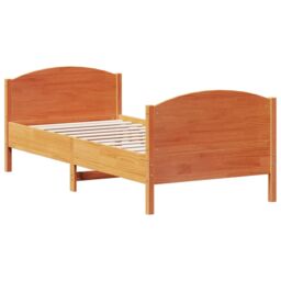 Berkfield Home Bed Frame without Mattress Wax Brown 75x190 cm Small Single Solid Wood Pine - thumbnail 2