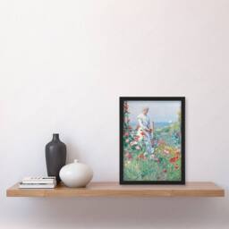 Artery8 Celia in Her Garden Floral Portrait Hassam Framed Wall Art Print - Size: A4 - thumbnail 4