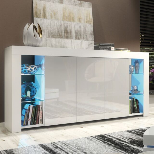 Creative Furniture Eden Sideboard 164cm - A Sophisticated & Spacious Cabinet with Gloss Doors & LED Lights in Grey - image 1