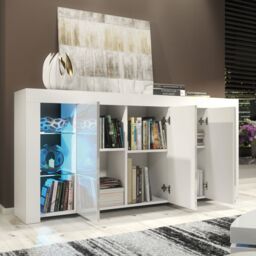 Creative Furniture Eden Sideboard 164cm - A Sophisticated & Spacious Cabinet with Gloss Doors & LED Lights in Grey - thumbnail 6