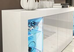 Creative Furniture Eden Sideboard 164cm - A Sophisticated & Spacious Cabinet with Gloss Doors & LED Lights in Grey - thumbnail 3