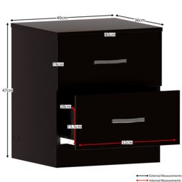 Home Discount Vida Designs Riano 4Pc Bedroom Set 2 Drawer Bedside, 4 Drawer Chest in Black - thumbnail 5