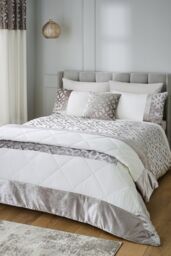 Catherine Lansfield 'Lattice Cut Velvet' Lined Eyelet Curtains in Natural - Size: 168 cm width x 183 cm drop - thumbnail 3