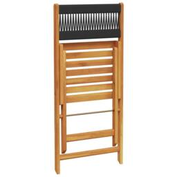 Berkfield Home Beautiful Bistro Chairs 2 pcs Black Solid Wood Acacia & Rope in Tan - thumbnail 8