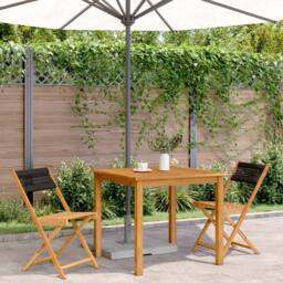 Berkfield Home Beautiful Bistro Chairs 2 pcs Black Solid Wood Acacia & Rope in Tan - thumbnail 1