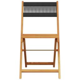 Berkfield Home Beautiful Bistro Chairs 2 pcs Black Solid Wood Acacia & Rope in Tan - thumbnail 5