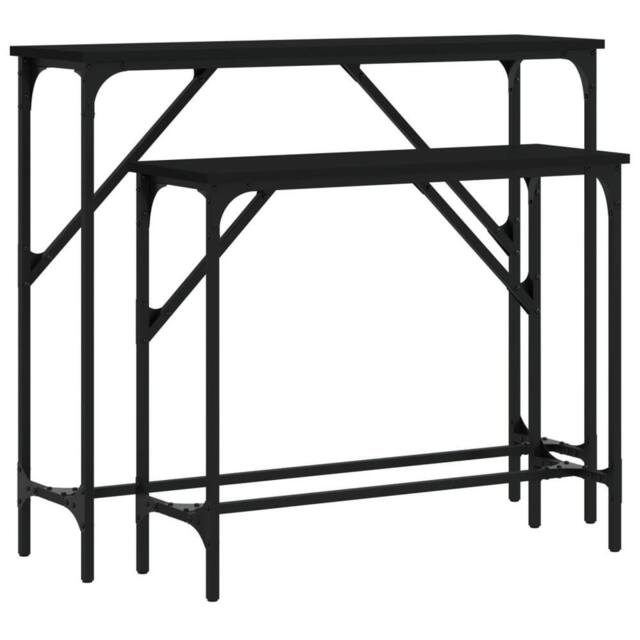 Berkfield Home Console Tables 2 pcs Black Engineered Wood - image 1