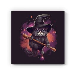 Warren Reed - Designer Cat & A Broom Canvas - Size: w10 inch x h10 inch - thumbnail 2