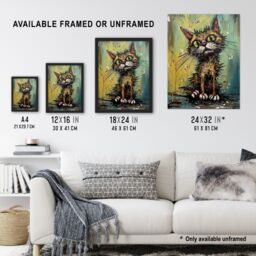 "Artery8 Wall Art Print Alley Cat Stray Scruffy Moggie Painting By Tom Jones Art Framed - Size: W12"" x H16""" - thumbnail 3