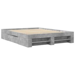 Berkfield Home Bed Frame without Mattress Concrete Grey 160x200cm Engineered Wood - Size: 160x200 cm - thumbnail 3