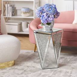 Wyld and Coco Silver Glass Mirrored Side Table 30 x 30 cm