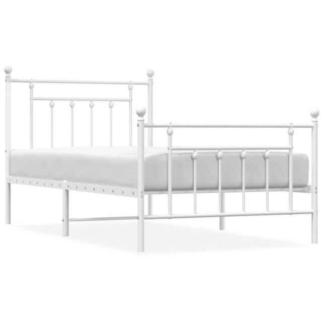 Berkfield Home Metal Bed Frame with Headboard & Footboard White 100x190 cm - image 1