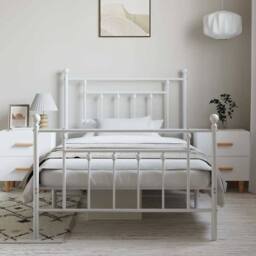 Berkfield Home Metal Bed Frame with Headboard & Footboard White 100x190 cm - thumbnail 4