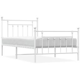 Berkfield Home Metal Bed Frame with Headboard & Footboard White 100x190 cm - thumbnail 1