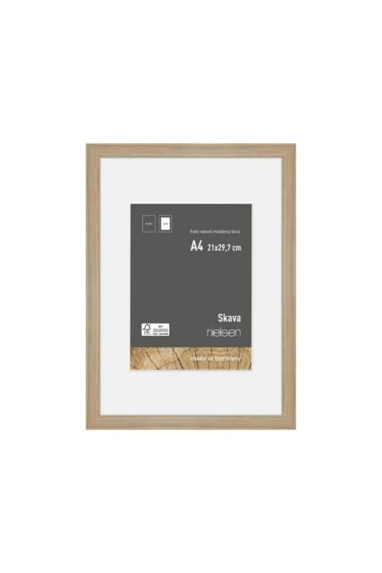 nielsen Skava A4 Wooden Picture Frame With 15 x 20cm Mount & Glass Front in Light Oak - Size: 15 x 20 cm - image 1