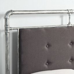OAT Home Shoreditch Distressed Silver Steel Industrial Scaffold Metal Bed Frame in Metallic Silver - Size: Double - thumbnail 3