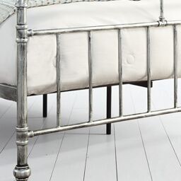OAT Home Shoreditch Distressed Silver Steel Industrial Scaffold Metal Bed Frame in Metallic Silver - Size: Double - thumbnail 5