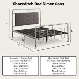 OAT Home Shoreditch Distressed Silver Steel Industrial Scaffold Metal Bed Frame in Metallic Silver - Size: Double - thumbnail 9
