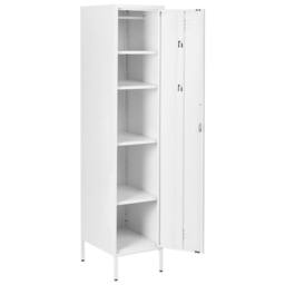 Wyld and Coco White Metal Storage Lockable Doors Five Removable Shelves Hanging - thumbnail 4