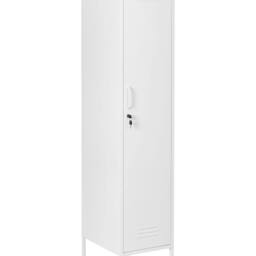 Wyld and Coco White Metal Storage Lockable Doors Five Removable Shelves Hanging - thumbnail 2