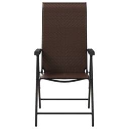 Berkfield Home Folding Garden Chairs 4 pcs Brown Poly Rattan - thumbnail 5