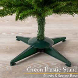 Christow Slim Christmas Tree 5ft 6ft 7ft Artificial Corner Pencil Xmas Spruce with Base Stand in Green - thumbnail 6